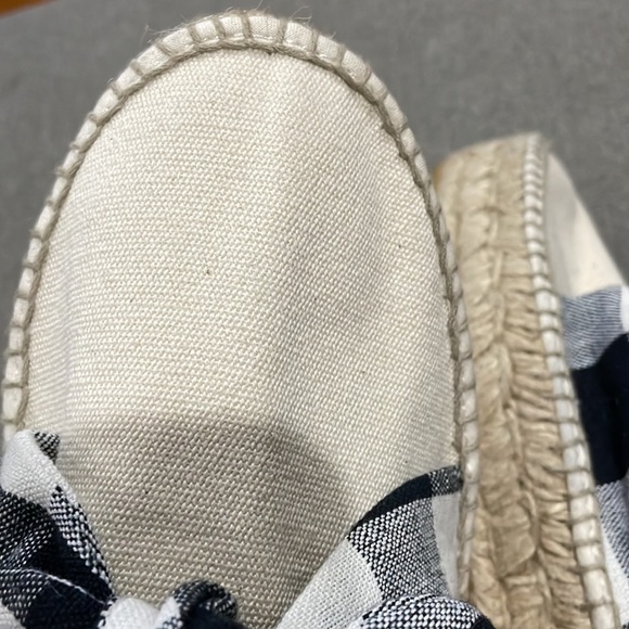 Loeffler Randall Canvas Rowen Beige Gingham Black & White Bow Espadrille - Picture 13 of 14